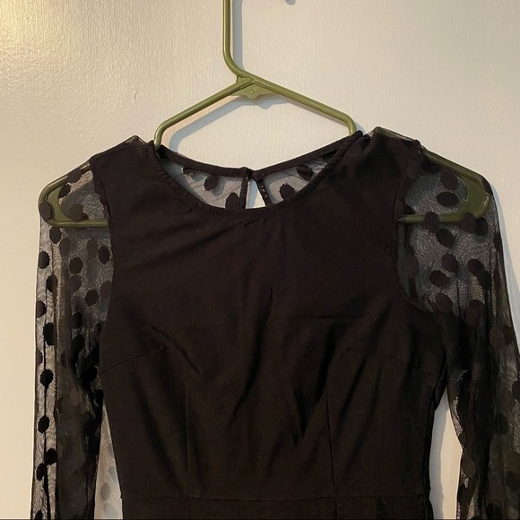 Lulus Little Black Polkadots Mini Dress Small - Picture 3 of 6